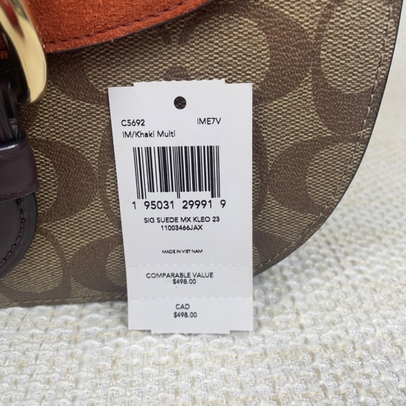Coach Kleo Signature Khaki canvas Crossbody with Suede and Pebble Leather C5692 - Picture 12 of 16